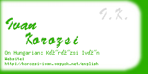 ivan korozsi business card